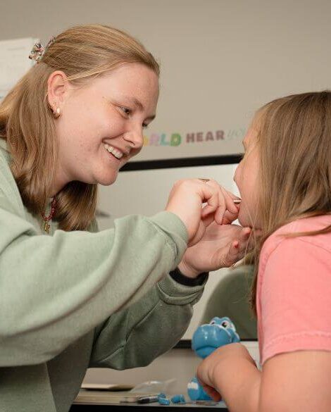 Speech therapist and client