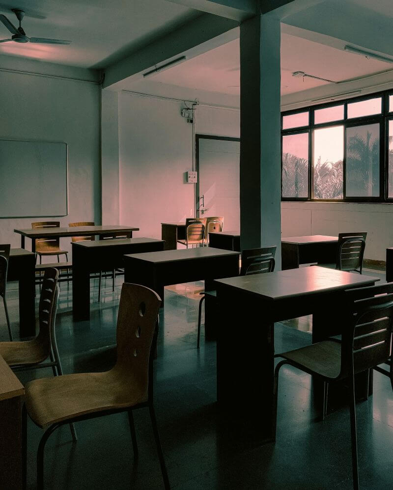 Empty classroom with desks